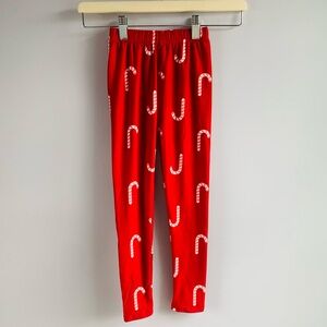 NWT Girls Leggings Red White Candy Cane Holiday Stretch Fun Casual Small Medium